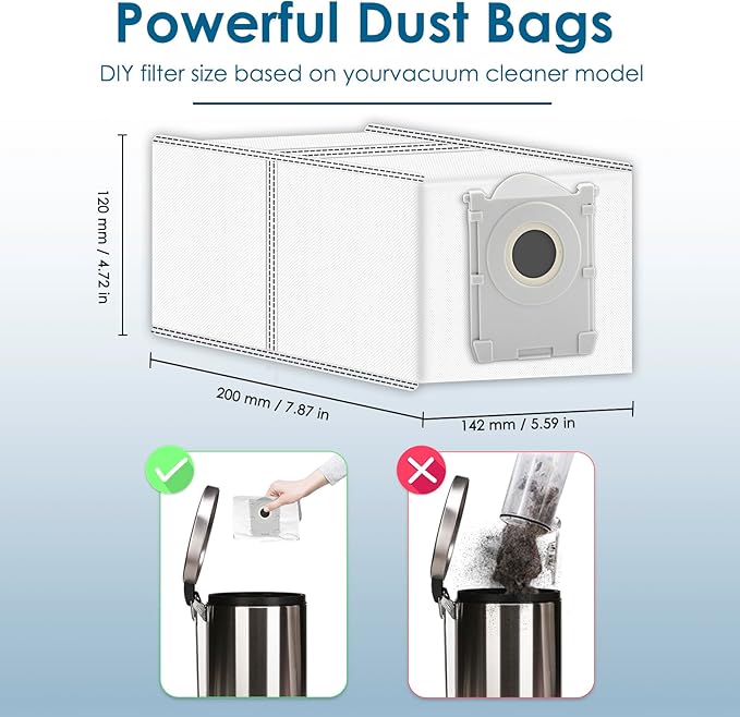 (16 Pack) X9 PRO OMNI Replacement Dust Bags for ECOVACS DEEBOT X9 PRO OMNI, T80 Omni, T50 PRO Omni, T50 MAX PRO Omni, X8 Pro Omni Robot Vacuum Bag, Activated Carbon Disposable Bags, Dust Bag