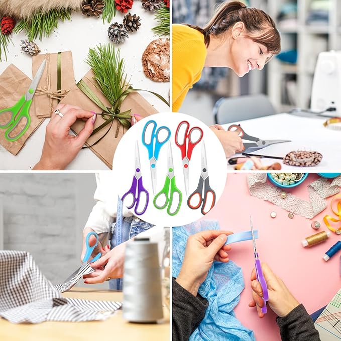 Scissors Bulk Set of 50-Pack, Niutop 8" Multipurpose Sharp Sewing Craft Fabric Scissors for Office Home High/Middle School Student Office Teacher Art Supplies, Soft Comfort-Grip Right/Left Handles