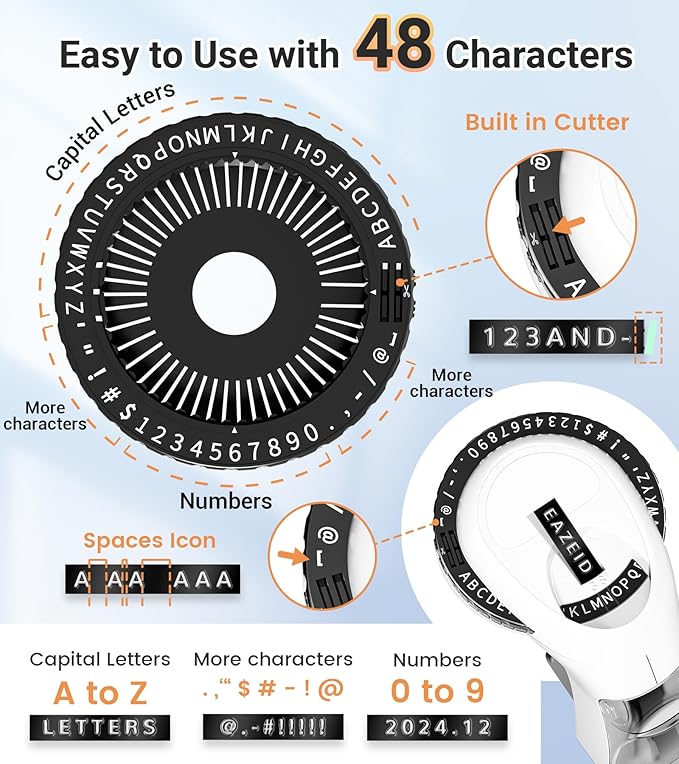 Embossing Label Maker Machine with 10 Tapes Black, Vintage Manual Labeler, 3D Embossed Label Maker Waterproof-Labels for Scrapbooking, Home Office & Kids School Items