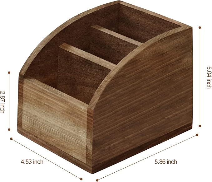 Rustic Vintage Wooden Desk Organizer Farmhouse Wood Remote Control Caddy, 3 Slot Tabletop Desktop Office Supply Storage Rack Desktop TV Remote Control Holder Home Decor Office Supplies Storage