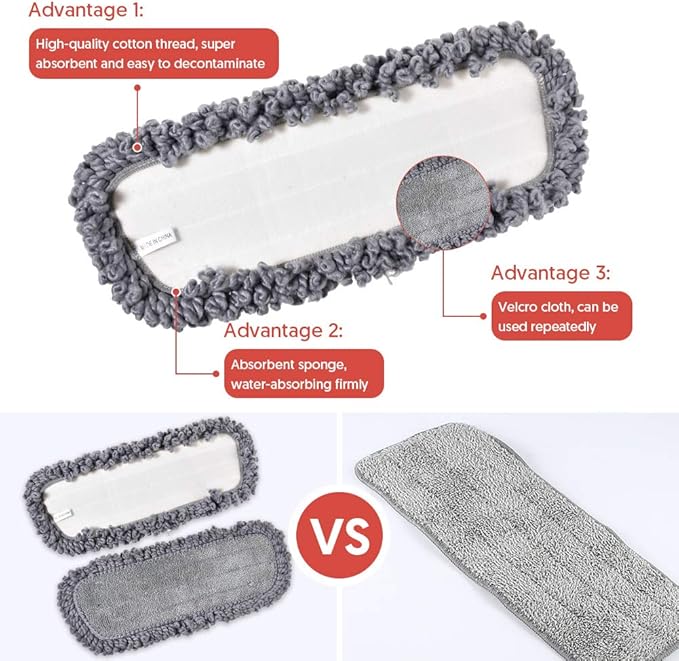 Microfibre Spray Floor Mops for Floor Cleaning, Domi-Patrol Cleaning Mops for Hardwood Laminate Tiles Floors, Dry Wet Mop Dust Mops with 3 Mop Heads Replacement Pads & 635 ML Bottle