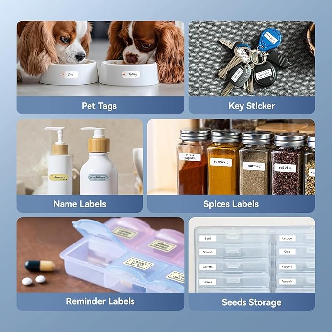 DEEPIN Label Maker Machine Portable Bluetooth Label Maker with Tape, Thermal Label Printer Multiple Templates for Phone, Mini Label Sticker Printer for Business Office Organization Black