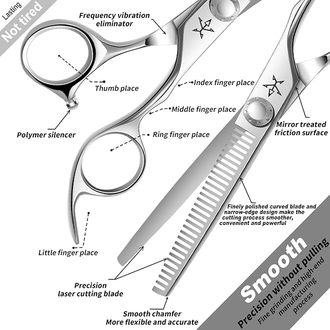 High-end Professional Hair Scissors Thinning Shears Barber Hair Cutting Teeth Shears Hairdressing Texturizing Scissor 6 Inch Stainless Steel Alloy For Women Men Kids Salon Hairdresser & Home