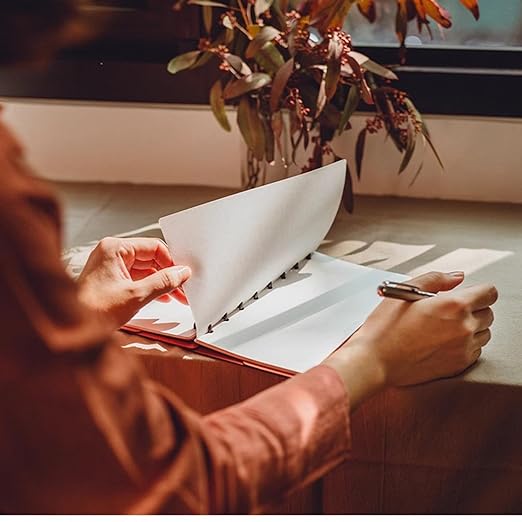 Pssopp Mushroom 4 Holes Puncher, Handheld DIY Punch Paper Cutter with Ruler 3 Sheets Punch Capacity for Discbound Notebooks Planners (Roseate)