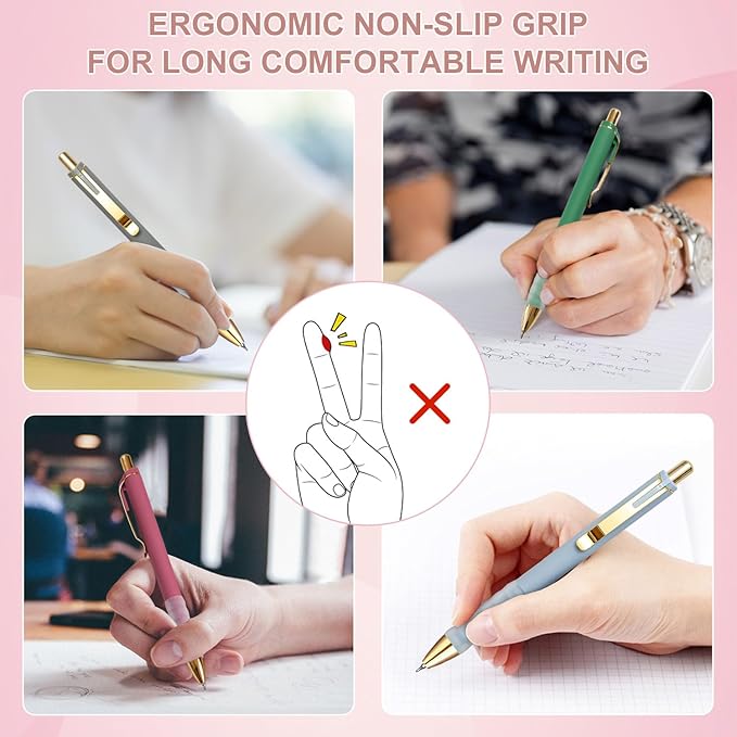 Linbsunne Gel Pens Black Ink Pen 0.5mm fine Point Pens Smooth Writing Retractable Office Supplies (12-count)