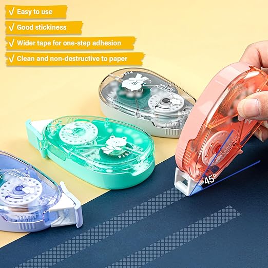 6 Pack Double Sided Tape Roller, Scrapbook Supplies, Glue Tape for Crafts, 0.33in x 26.25ft Scrapbook Tape, Journaling Supplies, Good for Gift Wrapping and Card Making