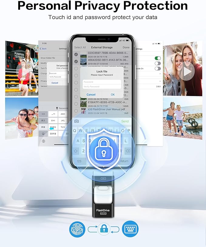 512GB Flash Drive for iPhone Photo Stick,Thumb Drive USB Stick High Speed Transfer USB Drives External Picture Video Storage Memory Expansion for iPhone/iPad/PC (Black)