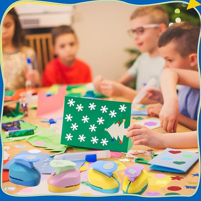 Harloon 10 Pcs Craft Hole Punch Shapes 1 Inch Paper Punch Hole Mix Shapes Cutters for Paper Crafting Scrapbooking Kids Teacher Office Supplies(Classic)