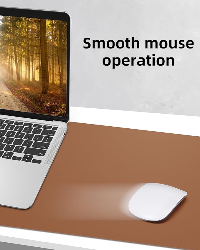 Large Desk Mat 55" x 17"Leather Desk Pad Protector,Mouse Pad,Office Desk Mat, Non-Slip PU Leather Desk Blotter,Waterproof Keyboard mat for Office/Home/Decor (Brown)