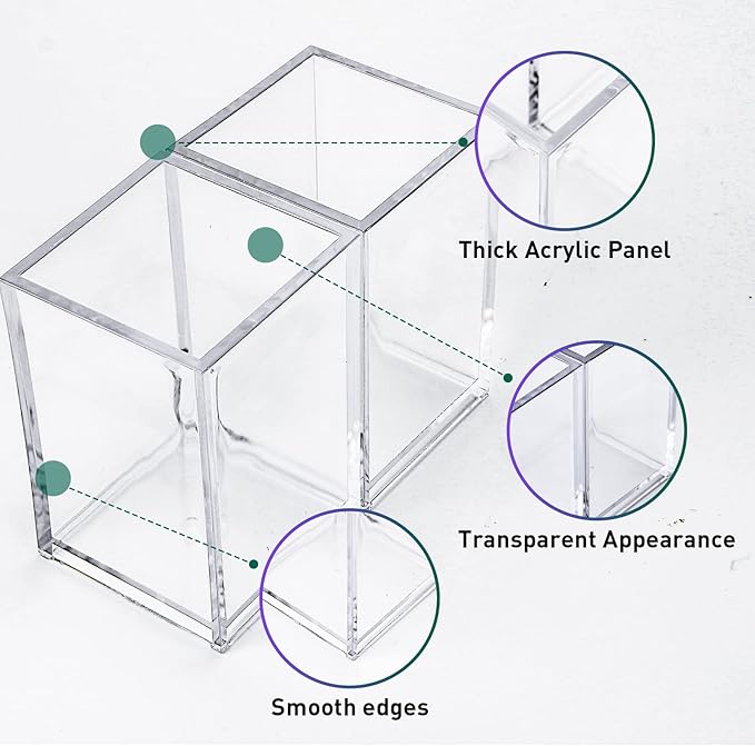 10 Pack Clear Acrylic Pen Holder Makeup Brush Holder Desktop Pencil Organizer Acrylic Pencil Cup Stationery Organizer Accessory for School Makeup Desk Office Pen Organizer