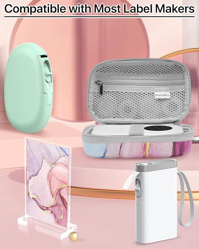 Label Maker Case for Label Maker Machine, EVA Travel Case with Designed Pattern, Compatible with D30, P21, E10, D110 Label Maker (Box Only), Pink Glow