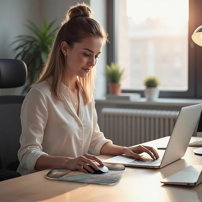 Ergonomic Mouse Pad with Gel Wrist Rest (1"& 1.2" Dual Height) - Mouse Pads Compact Mousepad Desk Mat Office, Gaming & Carpal Tunnel Relief | Non-Slip Rubber Base Rustic Wood Pattern