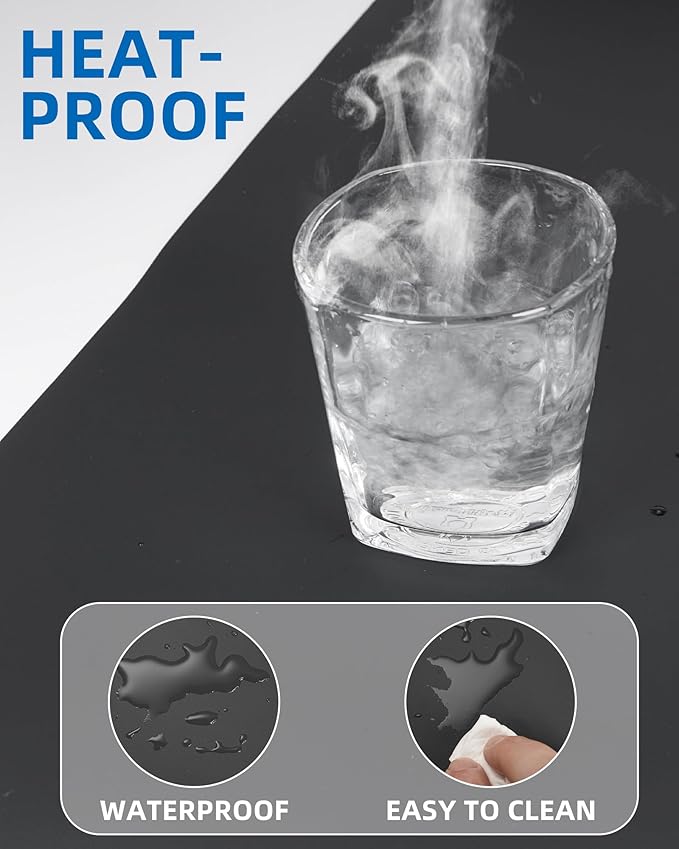 Non-Slip Desk Pad,Mouse Pad,Waterproof PU Leather Desk Protector,Ultra Thin Large Desk Blotter,Waterproof Keyboard mat for Office/Home/Decor(Black 23.6" x 13")