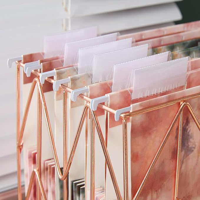 Y YOMA Letter Size - 6 Pack Extra Capacity Hanging File Folders with Pocket Accordion Decorative File Folder Cute Colored Expandable Folder for Office with 1/5-Cut Adjustable Tabs, Tie-dye Pattern