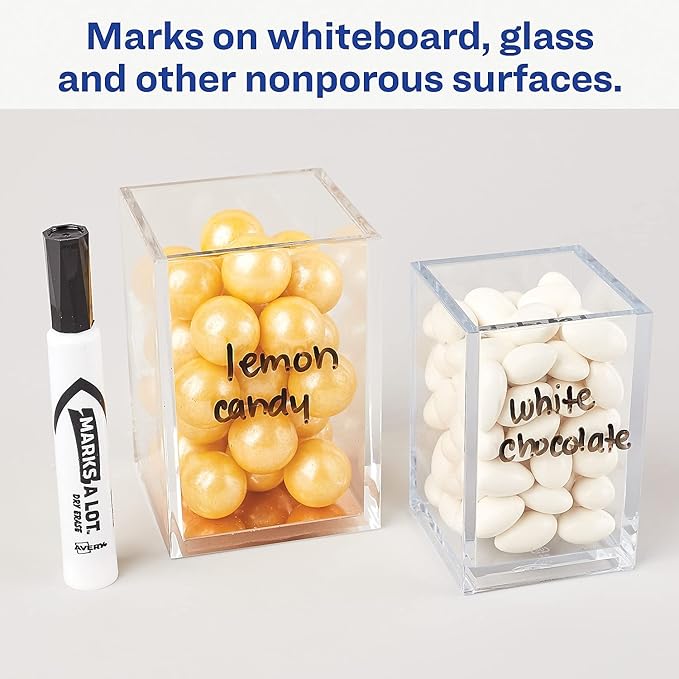 Avery 24409 Marks-A-Lot Desk-Style Dry Erase Marker, Chisel Tip, Assorted, 4/Set