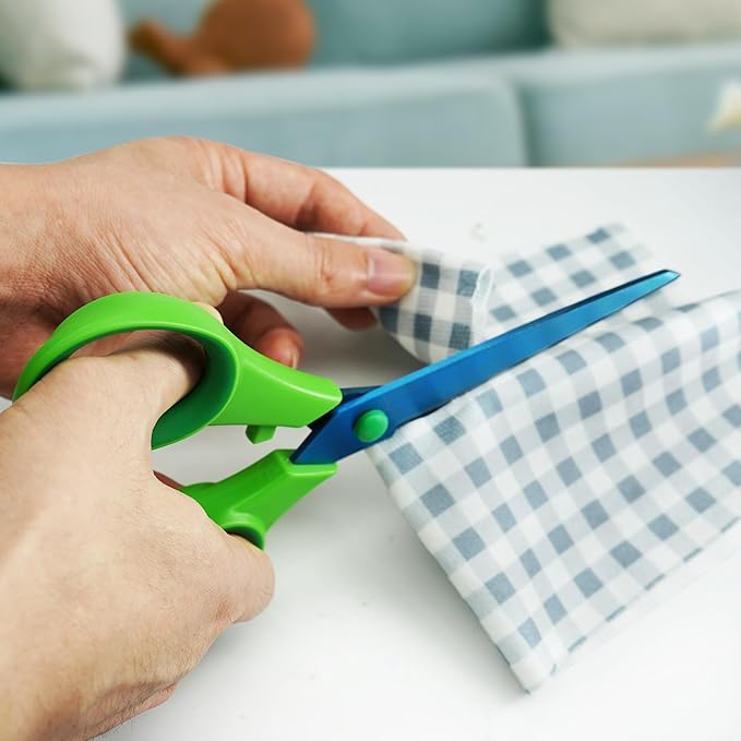 Scissors, Heavy Duty Blue Titanium Plated with Sharp Stainless Steel Blades, Comfort Grip Handles, Multipurpose for School, Home, Office, Art, Craft, Sewing, 5 Pack