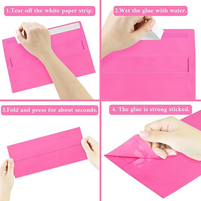 50 Pack #10 Business Envelopes, Rose Standard Envelopes Self Seal, Letter Size Mailing Envelopes for Checks Letters Invoices Statements Christmas Birthday Graduation Wedding, 4 1/8 x 9 1/2 Inch
