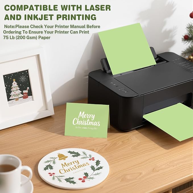 Cardstock 8.5 X 11, 40 Sheets Light Green Card Stock, 75lb/ 200gsm Copy Paper,Cardstock Printer Paper For Art, Drawing, Invitations, DIY Cards, Watercolor, Craft, Construction, School & Office Supplie