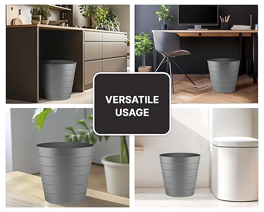 Small Trash Can (1.3 Gallons), Dorm Trash Can, Heavy Duty Dust Bin, Mini Garbage Can for Bedroom (Pack Of 3), Plastic Wastebasket, Bathroom Wastebasket (Grey) Round paper Trashcan, Office Trash Bin