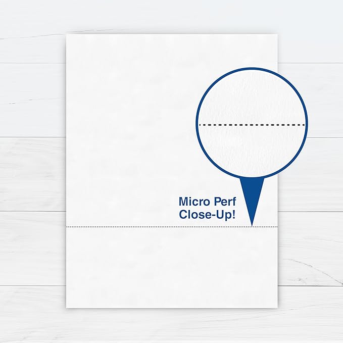 PrintWorks Professional 3 1/4" Horizontal Perforated Paper 8.5” x 11” - Perfect For W-2, 1099, & Statement Use - Made in the USA - 500 Sheets - 24 lb - Printer Compatible - White (04117)