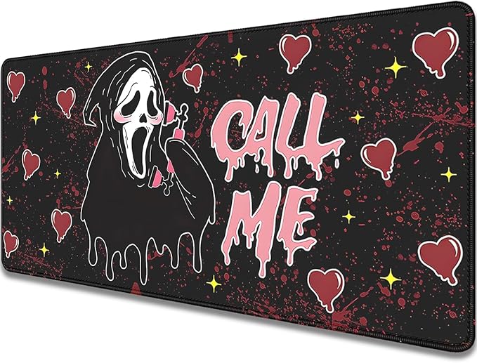 Call Me Mouse Pad Ghostface Desk Pat,Mouse Mat Large Desk Mat for Desktop,Stitched Edges Non-Slip Waterproof Rubber Base Mous Mat for Office Computer Keyboard Laptop and Home(27.5X11.8 in)