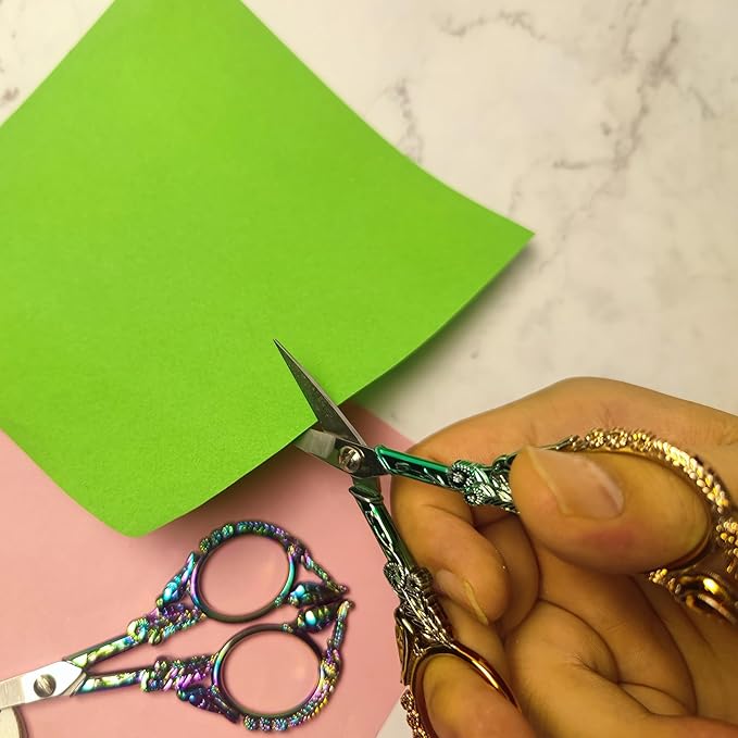 Small Embroidery Scissors with Cover -Cute and Comfortable handles with Sturdy and Sharp Tips for Precise Cutting, Perfect Size for Keeping in Your Sewing and Craft Supplies Kit