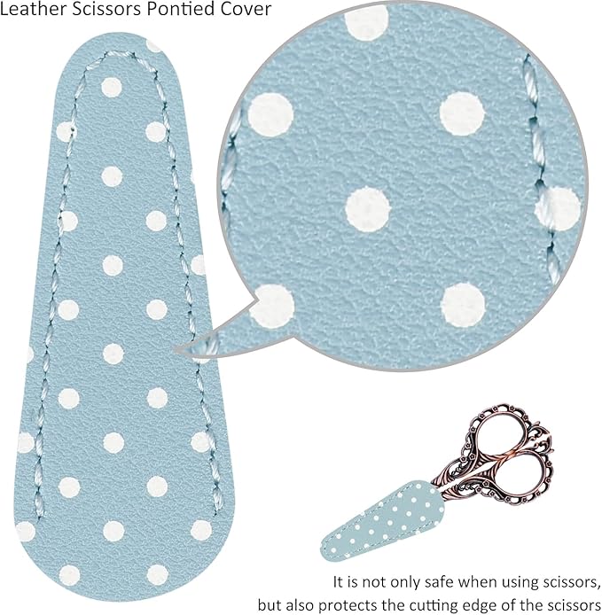 BIHRTC 4.5Inch Small Sewing Scissors Cross Crochet Scissor with Artificial Leather Cover Stainless Steel Tip Top Threading Scissors for Embroidery Needlework Craft Artwork