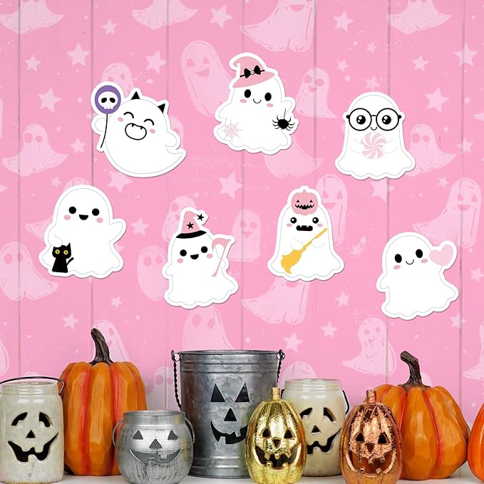 Yinder 24 Pads Cute Sticky Notes Kawaii Fun Animal Sticky Notes Pads Bulk Cartoon Memo Self Adhesive for Veterinary Gift Office School Tab Party Supplies(Ghost)