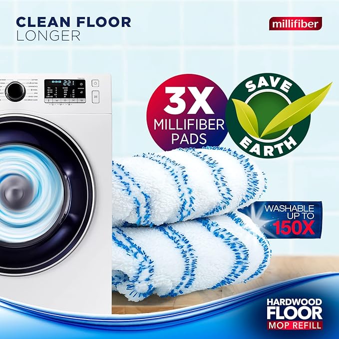 Millifiber Microfiber Mop Refills 15x8 Inches, 3-Pack (Mop is Not Included)