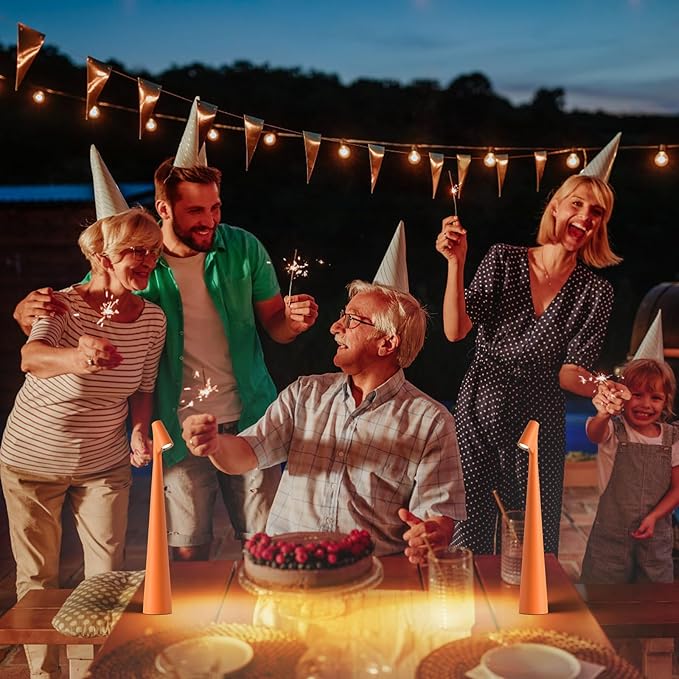 Cordless Small Table Lamps Set of 2,3 Levels Brightness Portable Desk Lamp,Rechargeable Battery Lights for Outdoor, Restaurant, Bedside, Baby Night Light(Orange)