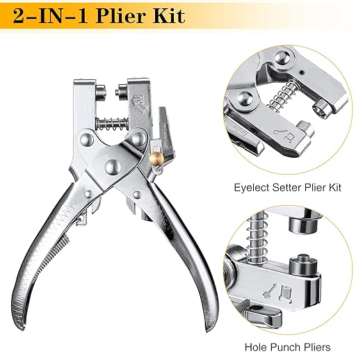 Honoson 3/16 Inch Grommet Tool Kit Eyelet Plier Set Hole Punch Grommet Hand Press Pliers with 200 Pieces of Eyelets for Shoes Clothes Bags(Gold, Silver, Grey, Copper)