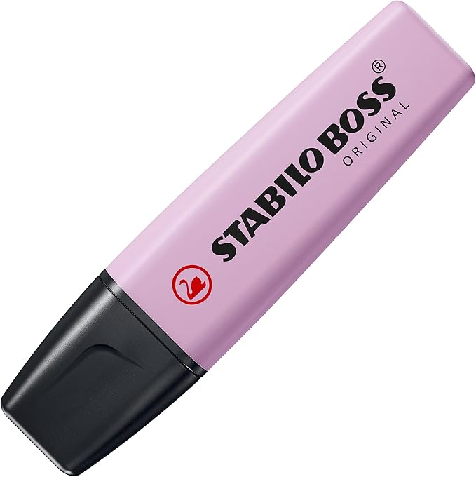 STABILO Highlighter BOSS ORIGINAL Pastel - Pack of 4 - Hint of Mint, Pink Blush, Lilac Haze, Touch of Turquoise, Chisel Tip
