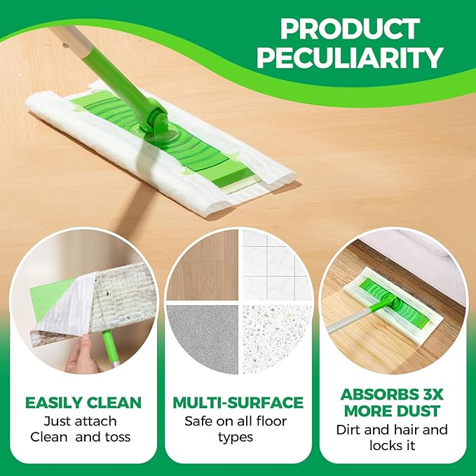 Dry Sweeping Cloths Disposable Mop Refills Floor Dust Refills Mop Pad for Swiffer Standard Sweeper, 7.87x11.81inch, 50 Count