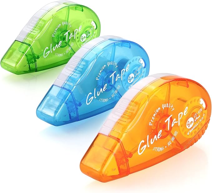 Tamaki 3 Pack Double Sided Tape Roller, Scrapbooking Tape, Adhesive Tape Dispenser Runner for Crafts and Arts Projects, Photo Tape