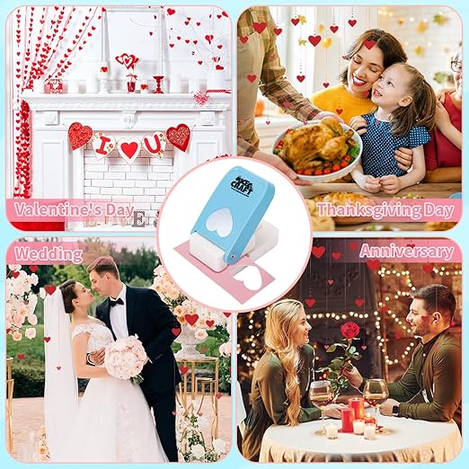 UCEC Heart Hole Punch 1 Inch, Heart Punches for Paper Crafts, Handmade Craft Paper Punch Shaped Hole Punch, Craft Lever Punch for Tags Cards Scrapbooking Home School Office Supplies