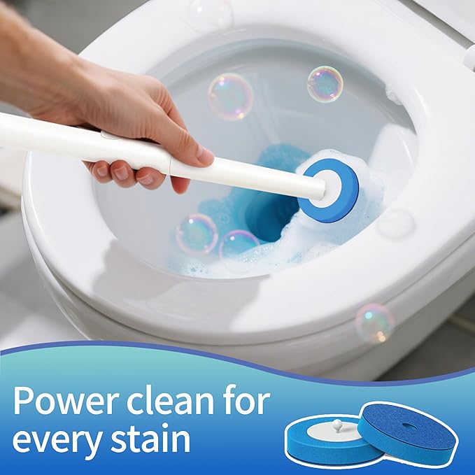 SWIFTIRON Disposable Disposable Toilet Bowl Cleaner Brush, Toilet Brush and Holder Set with Refills, Bathroom Cleaning Supplies (32 Replacement Heads)