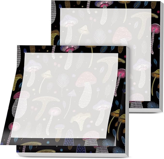 Sticky Notes, 2 Pads, 3x3 inches, Cute Colorful Fun Self-Stick Note Pads, Easy Post, Strong Adhesive Notepad Black Mushroom Doodle