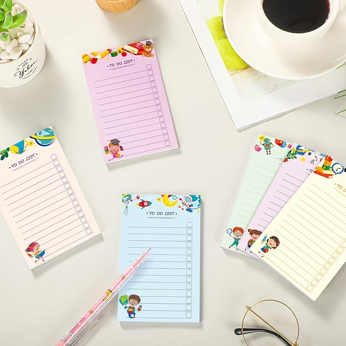300 Sheets to Do List Notepad Daily Checklist Sticky Notes Cute Undated Memo Pad Color Block to Do Note Pad Weekly Plan Agenda and Organizer Planners for College(School Style,3.14 x 5.11 Inch)