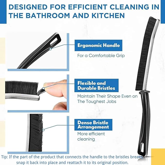 3Pcs Crevice Cleaning Brush Tool Grout Brush Cleaning Supplies, Home Essentials Bathroom Multifunctional Gap Scrub Hard Bristle Brushes for Household Use (Black Cleaning Brush)