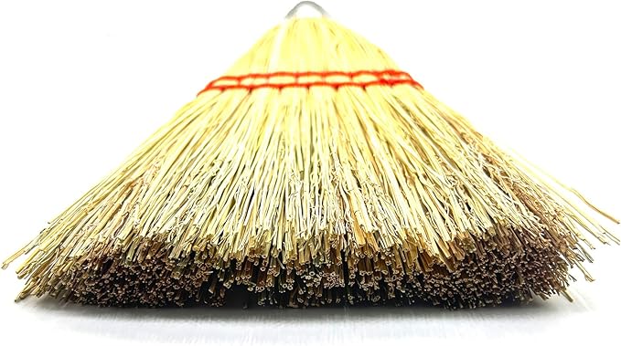 12 Inch Corn Handmade Broom Mini Whisk Made of Natural Corn Broom Straw with a Solid Metal Hang Design for Outdoor Car Porch Debris Dust Dirt Driveways Sidewalks Halloween