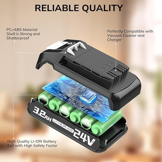 Keenstone 24V Battery for Bissell CleanView XR 4054 & XR Pet Stick Vacuum 3789U and 3797V Replacement Battery, 3200mAh Battery Compatible with Bissell Cordless Vacuum Cleaner