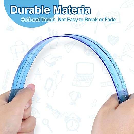 12 Inch Plastic Rulers, 32 Pack Assorted Colors Transparent Ruler Bulk, Metric Rulers with Inches and Centimeters, Straight Ruler Measuring Tool for Student Office Home Back to School Supplies