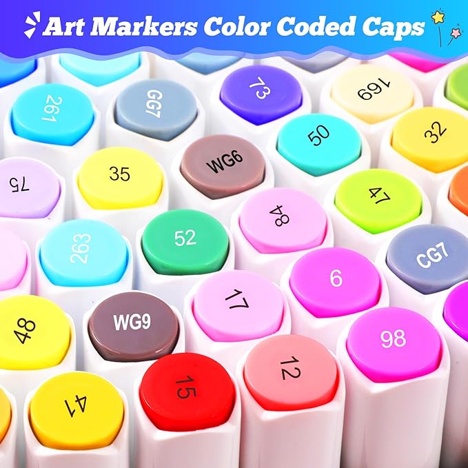Taotree Alcohol Markers 80 Colors Dual Tips Art Markers Sketch Pens Set, Art Supplies Kit, Drawing Pens Set for Adult Coloring Books Painting, Sketching, Gifts for Teens Girls Boys Kids Artists
