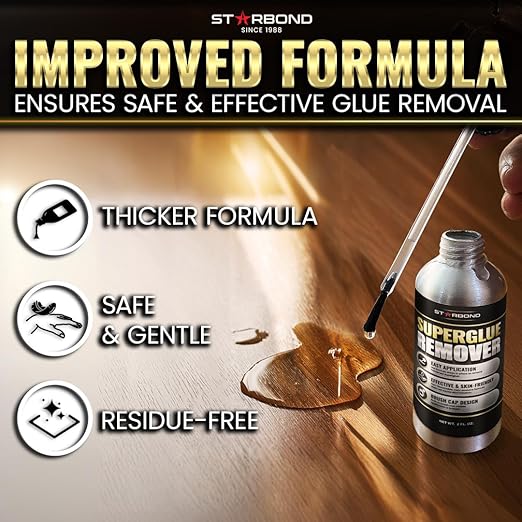 STARBOND Super Glue Remover, Dissolves Adhesive, CA Glue Debonder, Easy Brush Cap Applicator, 2 oz