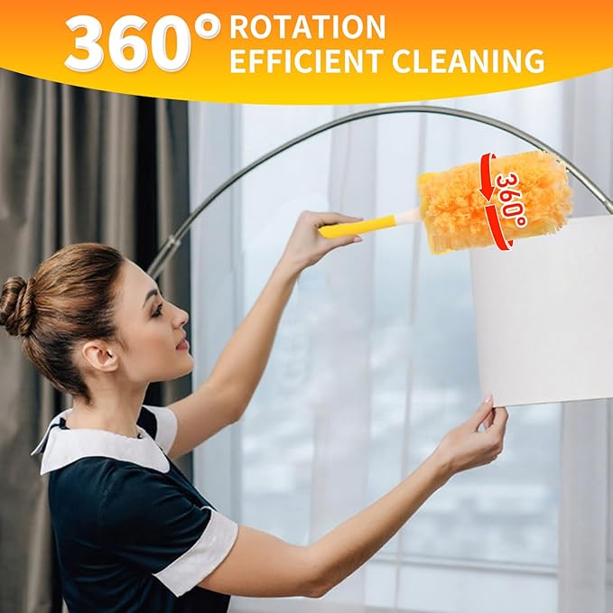 18 Count Duster Refill for Swiffer Duster with 1 Handle - 360° Multi-Surface Larger Size Feather Dusters, Disposable Duster Kit for Cleaning Home, Furniture, Blinds and Ceiling Fans