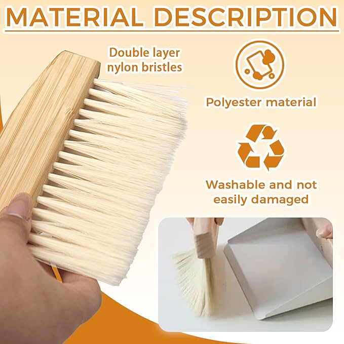 1 Set of mini Desktop Cleaning Broom and Dustpan Set, high-end Iron Sheet, Oak Wood, Sword Hemp Portable Desktop Cleaning Products, Suitable for Home Offices