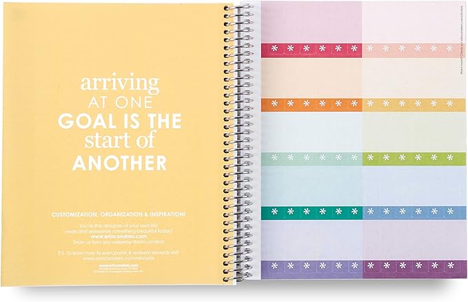 Erin Condren 7" X 9" Spiral Bound Dot Grid Journal Notebook - Watercolor Blooms, 5Mm Dot Grid, 160 Page Writing, Drawing & Art Notebook, 80Lb Thick Paper, Stickers Included