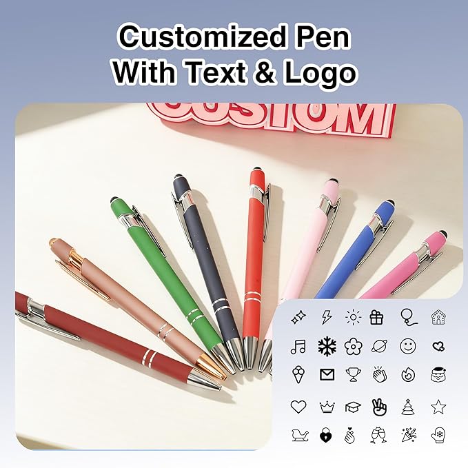 CRME Custom Pens Personalized Pen with Name Logo Engraved Metallic Customized Pen Wine Red Barrel Black Ink Click Pens Stylus Pens for Touch Screens Ideal for School Journaling Office Writing