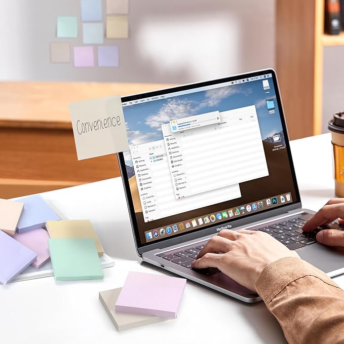 Sticky Notes 3x3 inch, 8 Pads, Pastel Colors Self-Stick Pads, Self-Adhesive Sticky Notes, 8 Pads/Pack, 80 Sheets/Pad, Total 640 Sheets