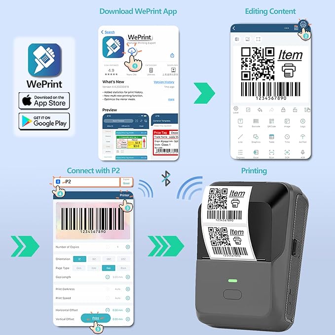 Label Maker for Small Business with Auto Scan, Label Maker Machine with Tape, Portable Bluetooth Thermal Printer for Barcode, Shipping, Office, Home, with 50 * 30mm * 300 Labels (Gray)